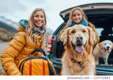 Happy Family Packing Car for Adventure Trip 123732661