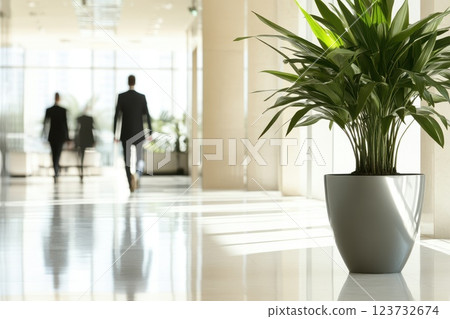 Modern Office Space with Natural Light and Greenery 123732674
