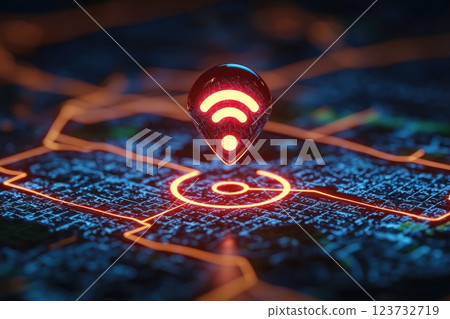 WiFi Signal Indicator on Digital Map Display WiFi Signal Indicator on Digital Map Display 123732719