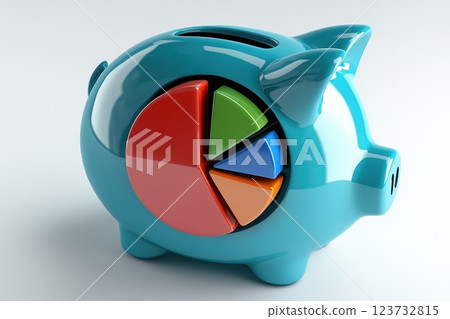 Interactive 3D Rendered Piggy Bank with Colorful Graph for Financial Education 123732815