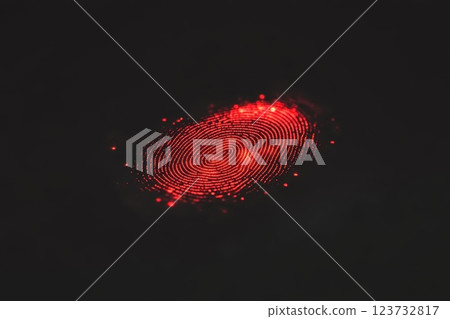 Red Fingerprint on Black Background Creating a Mysterious Atmosphere Red Fingerprint on Black Background Creating a Mysterious Atmosphere 123732817