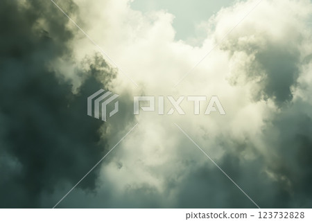 Diffusing Colored Mist in Air with Cloudy Blue and Gray Tones 123732828