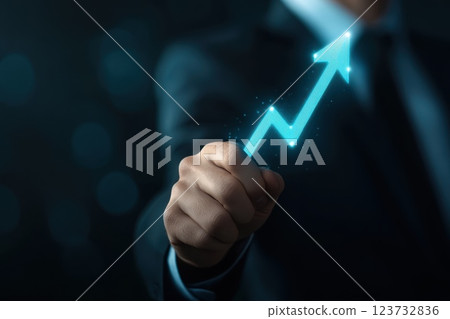 Holographic Growth Graph with Glowing Arrow on Transparent Background Holographic Growth Graph with Glowing Arrow on Transparent Background 123732836