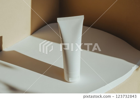 Luxurious Sun Protection Product on Minimalist Layout with Natural Lighting Luxurious Sun Protection Product on Minimalist Layout with Natural Lighting 123732843