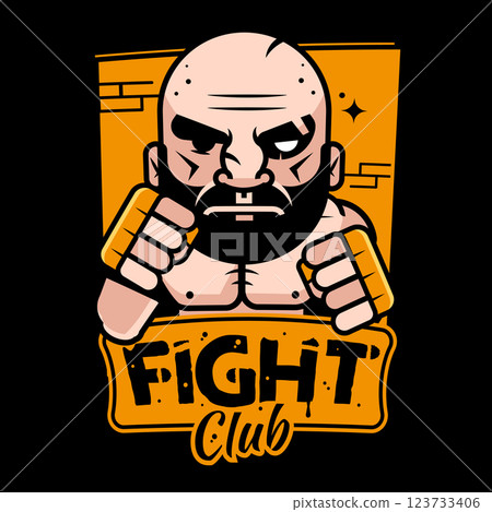 Hooded man. Mix fight logo template. Fight club label. gaming mascot. 123733406