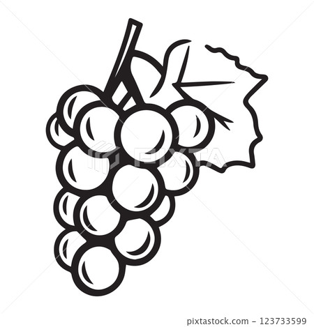 Black and white illustration of grape cluster 123733599