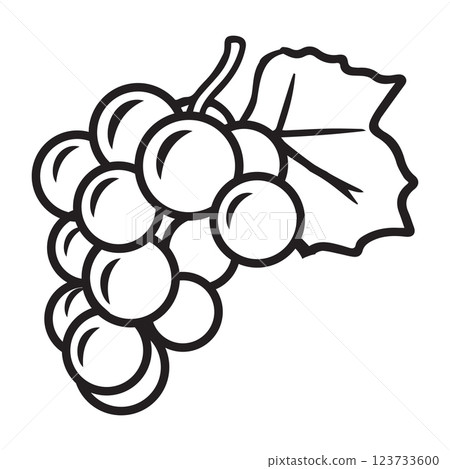 Black and white illustration of grape cluster Black and white illustration of grape cluster 123733600