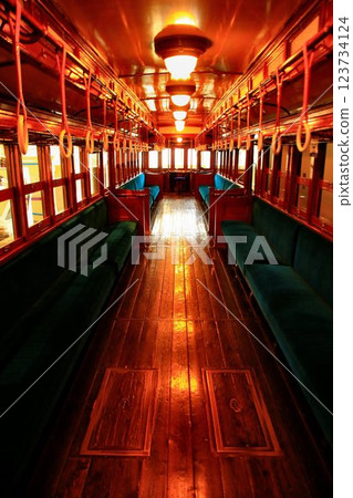 Born in the Taisho era!! A 16m-class wooden double-roofed train with a wooden floor inside 123734124