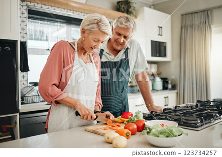 Senior couple, healthy food and cooking lunch together in Australia kitchen at home. Happy woman, hungry man and retirement people cut vegetables for nutrition diet, wellness and vegan dinner meal Senior couple, healthy food and cooking lunch together in Australia kitchen at home. Happy woman, hungry man and retirement people cut vegetables for nutrition diet, wellness and vegan dinner meal 123734257
