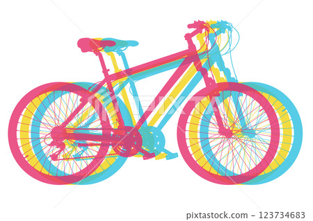 Bicycle in three colors. Mountain sport bike graphic design 123734683