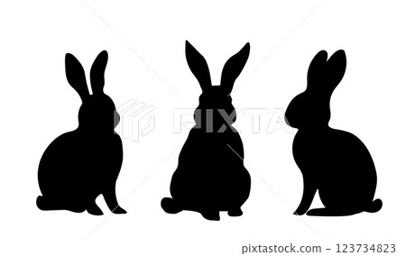 Set of rabbit silhouettes. Easter bunnies isolated on white background 123734823