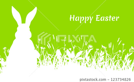 Happy Easter greeting card with Easter bunny 123734826