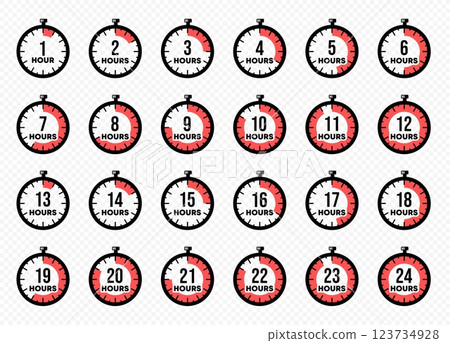 Set of time intervals from 1 hour to 24 vector design 123734928
