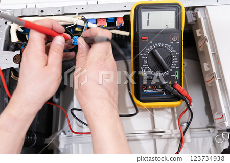 Washing machine repair. Troubleshooting. Washing machine motor failure. 123734938