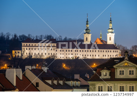 Strahov Monastery, Premonstratensian abbey founded in 12 century, located in Strahov, Prague, capital of Czech Republic 123734997