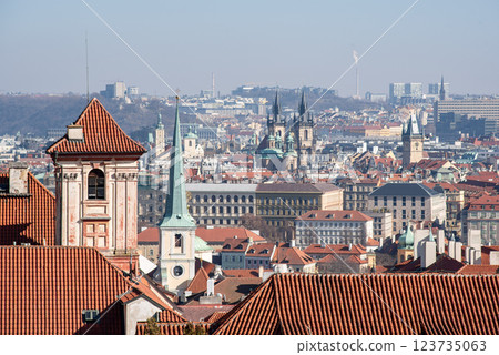 Cityscape view of Prague, capital city of Czech Republic 123735063