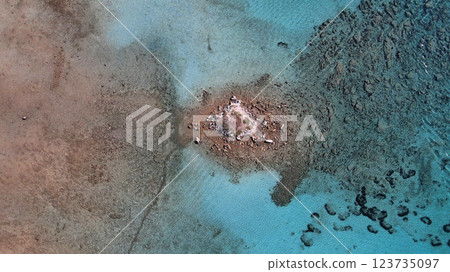 Archeological Site With Remains Of Ancient Building On A Seashore Archeological Site With Remains Of Ancient Building On A Seashore 123735097