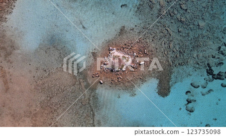 Digging Of Ancient Building Foundation On A Sea Island Top View Photo Digging Of Ancient Building Foundation On A Sea Island Top View Photo 123735098