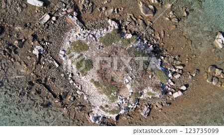 Archeology Excavation Of Ancient Settlement Aerial Photo Archeology Excavation Of Ancient Settlement Aerial Photo 123735099