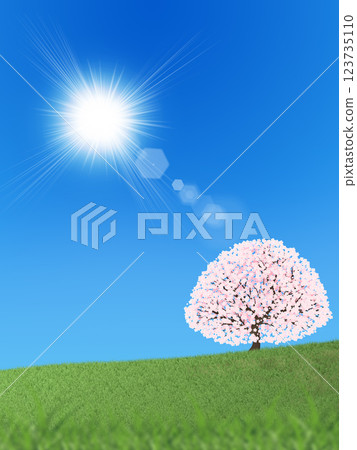 Blue sky and one cherry tree Blue sky and one cherry tree 123735110