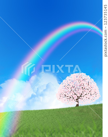 Blue sky and one cherry tree Blue sky and one cherry tree 123735145