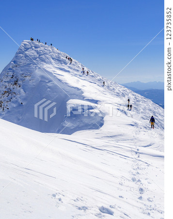 People climbing Mt. Tanigawa and Mt. Tomanomimi in the harsh winter 123735852