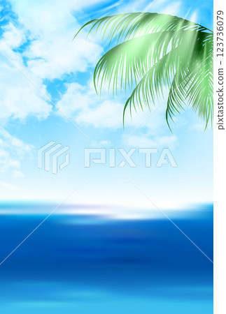 藍色波浪夏季風景背景 123736079