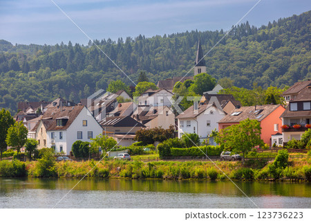 Traditional Village on the Moselle River near Cochem, Germany 123736223