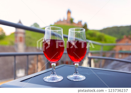 Two Glasses of Red Wine, Cochem, Germany 123736237