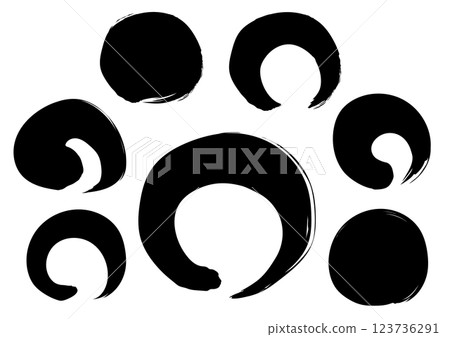 Circles and circles handwritten calligraphy style set 123736291