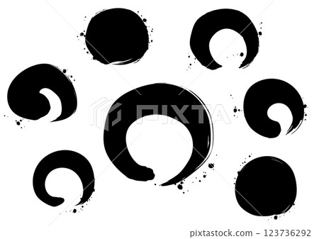 Circles and circles handwritten calligraphy style set 123736292