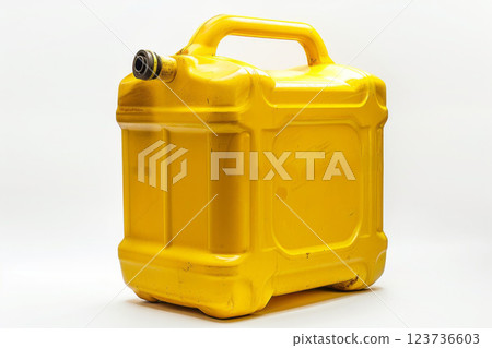 Plastic gasoline canister Isolated on white background. Plastic gasoline canister Isolated on white background. 123736603