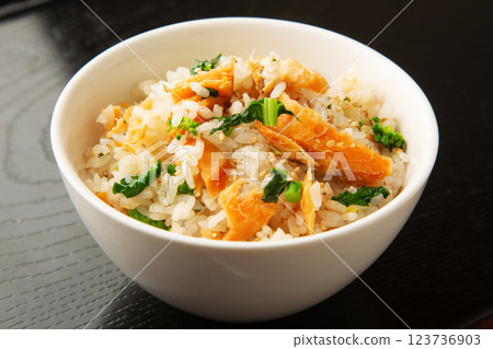 Salmon cooked rice 123736903