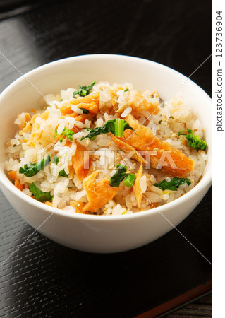 Salmon cooked rice 123736904