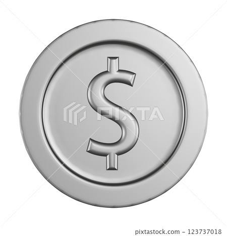 Silver dollar coin 3DCG illustration Silver dollar coin 3DCG illustration 123737018