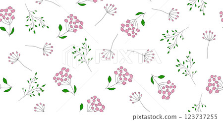 Delicate pink and green floral seamless pattern, botanical design vector Delicate pink and green floral seamless pattern, botanical design vector 123737255