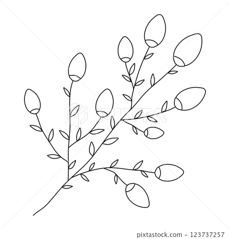 Small rose flower sprig blooming with elegance, doodle style flat vector outline for coloring book 123737257