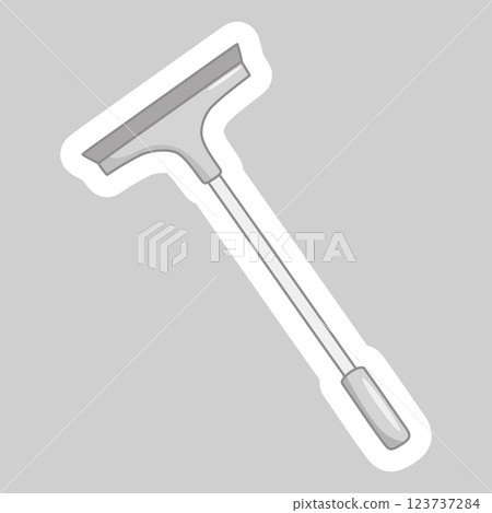 Sticker with squeegee cleaning tool with long handle for window washing, vector Sticker with squeegee cleaning tool with long handle for window washing, vector 123737284