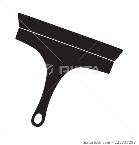 Black silhouette of cleaning squeegee with rubber blade for washing windows, glyph icon flat vector 123737298