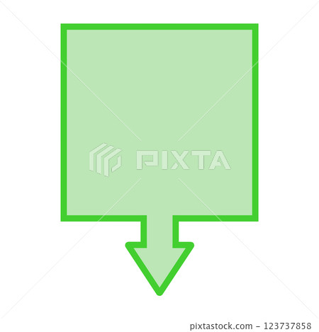 One-way arrow speech bubble (square, green) 123737858