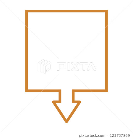 One-way arrow speech bubble (square, orange, line art only) One-way arrow speech bubble (square, orange, line art only) 123737869