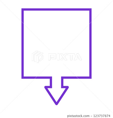 One-way arrow speech bubble (square, purple, line art only) 123737874