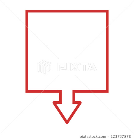 One-way arrow speech bubble (square, red, line art only) 123737878