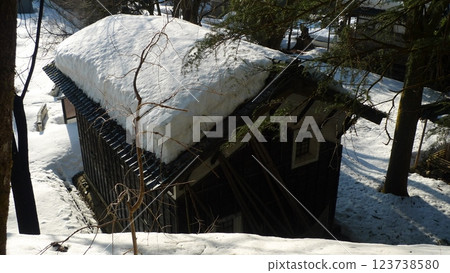 A shrine waiting for the snow to melt 123738580
