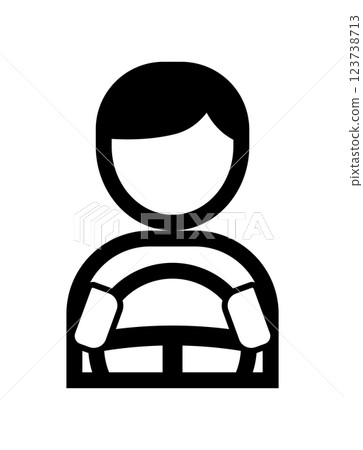 Simple illustration icon of a person holding a car steering wheel 123738713