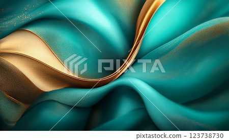 Luxurious turquoise gold background 123738730
