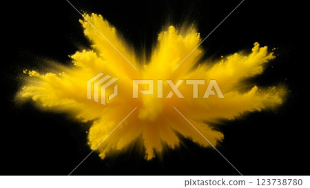 Yellow powder explosion design on black background 123738780