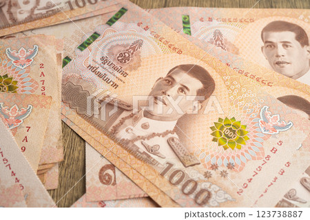 Thai baht banknote money, investment economy, accounting business and banking. Thai baht banknote money, investment economy, accounting business and banking. 123738887