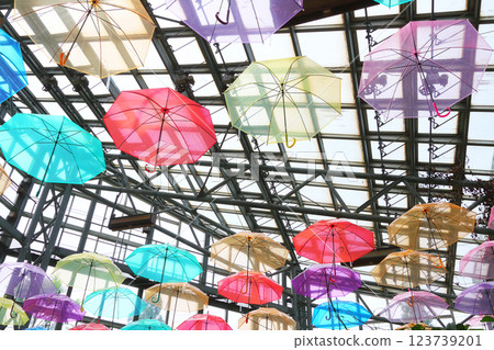 Colorful umbrella sky 123739201