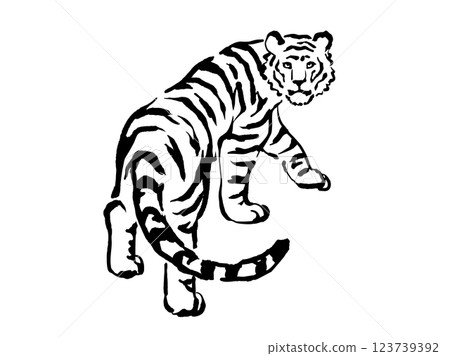 老虎回頭看黑白 老虎回頭看黑白 123739392